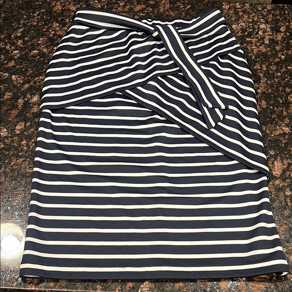 Halogen Blue and White Tie Front Pencil Skirt Resort Wear